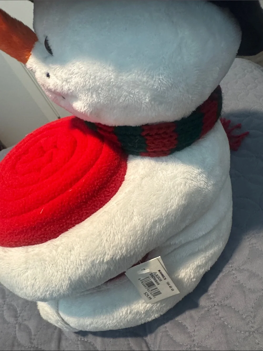 Festive Snowman Plush with Red Holiday Throw